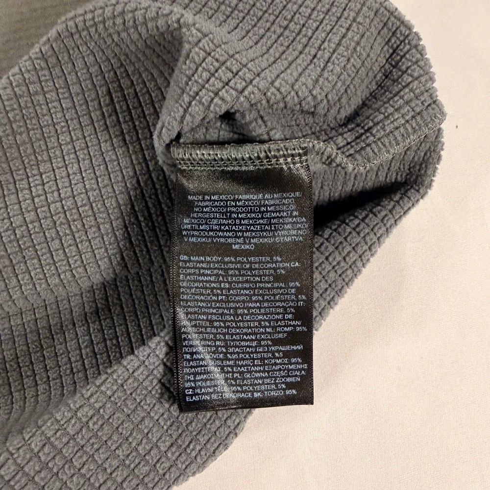 The North Face Pullover Men L Gray Grid Fleece Quarter Zip Active Top